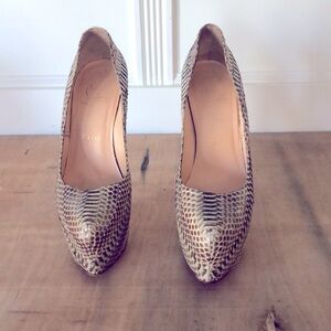 Christian Louboutin Daffodile Snakskin Red Sole Platform Pump